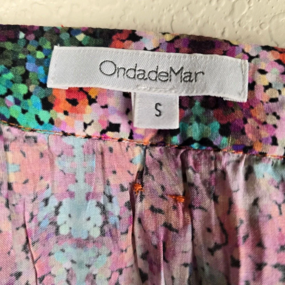 OndadeMar Boho Kaftan Swim Cover‎ Up Small Multicolor Beaded Sequin Waist